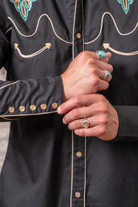 Men's Black Boot Bug Embroidered Western Shirt