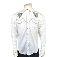 Men's Ivory Boot Bug Embroidered Western Shirt