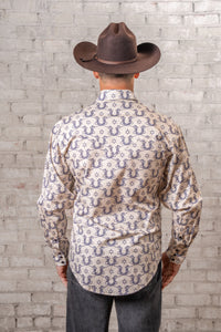 Men’s Natural Horseshoe Print Western Shirt