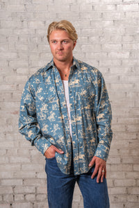 Men’s Blue Print Western Shirt