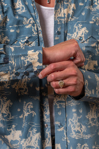 Men’s Blue Print Western Shirt