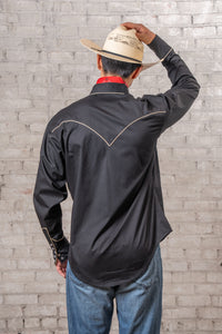 Men's Signature Solid Black Western Shirt with Smile Pockets