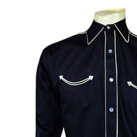 Men's Signature Solid Black Western Shirt with Smile Pockets - Rockmount