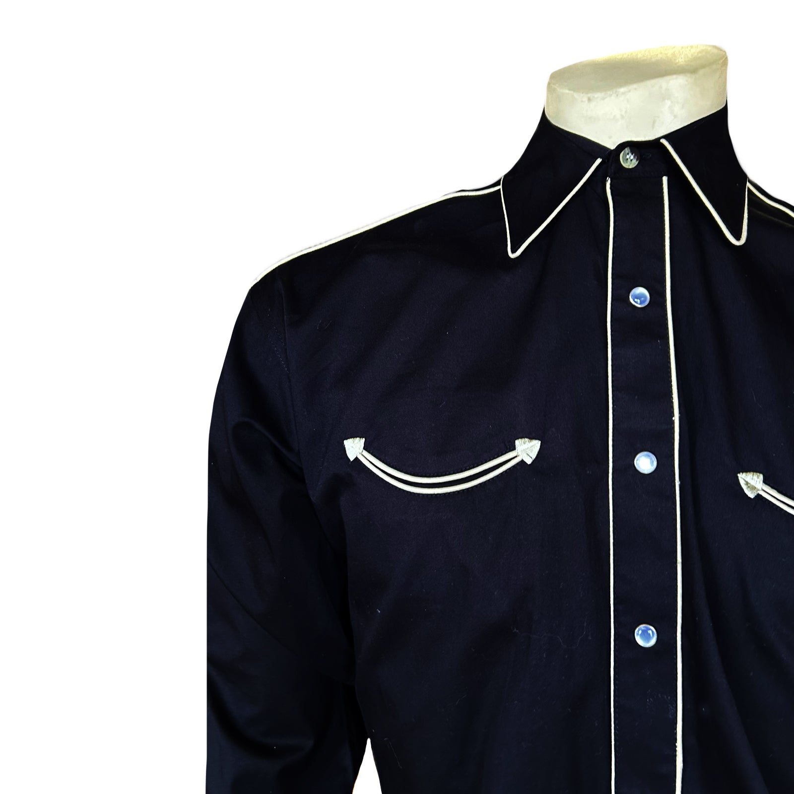 Men's Signature Solid Black Western Shirt with Smile Pockets - Rockmount