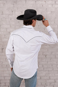 Men's Signature Solid White Western Shirt with Smile Pockets by Rockmount Ranch Wear, vintage western wear
