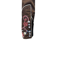 Men's Vintage Brown Pastel Floral Embroidered Western Shirt - Rockmount
