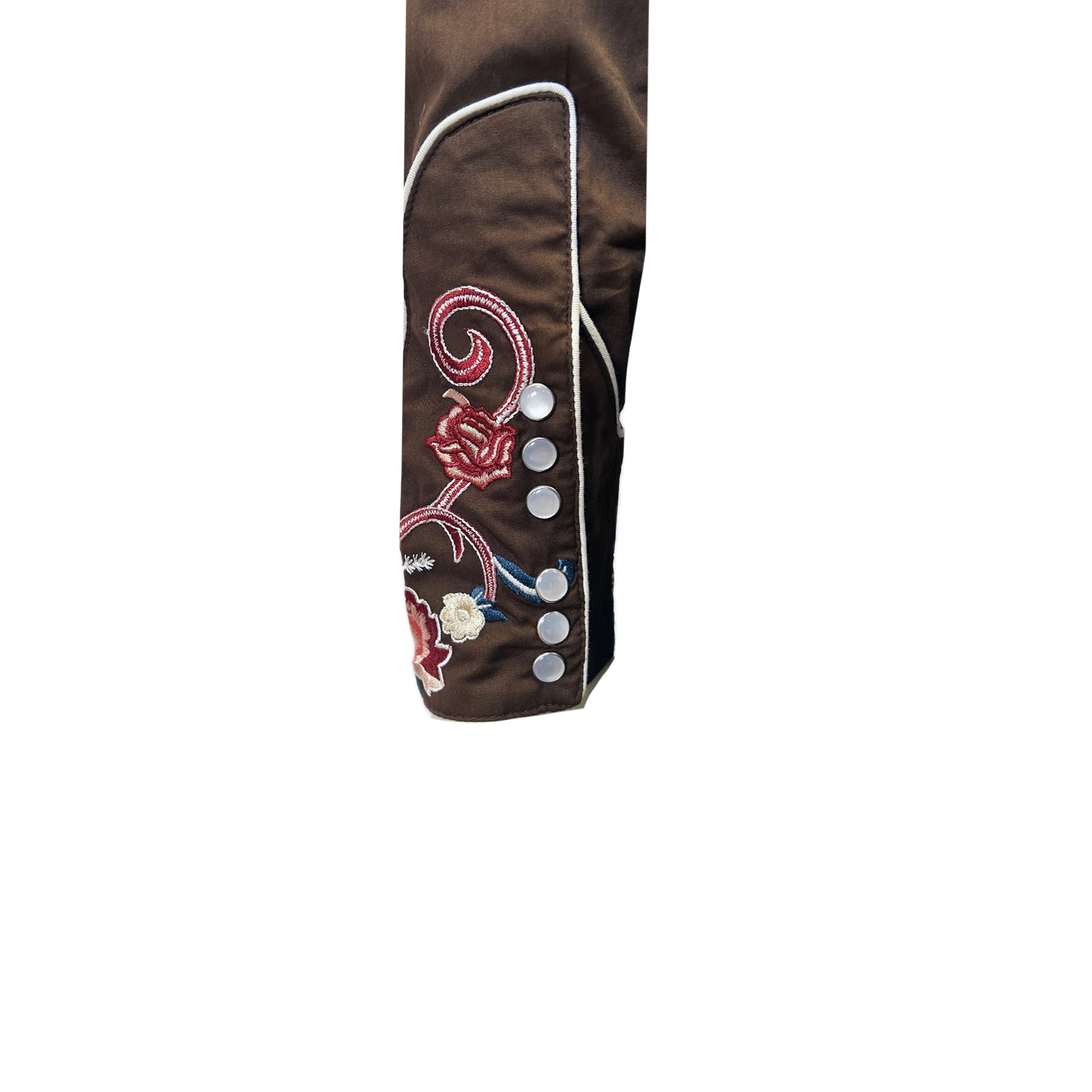 Men's Vintage Brown Pastel Floral Embroidered Western Shirt - Rockmount