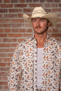 Men's Horse Print Western Shirt