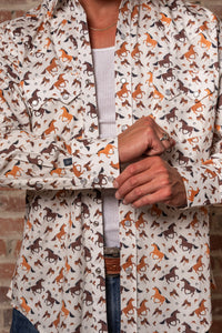 Men's Horse Print Western Shirt