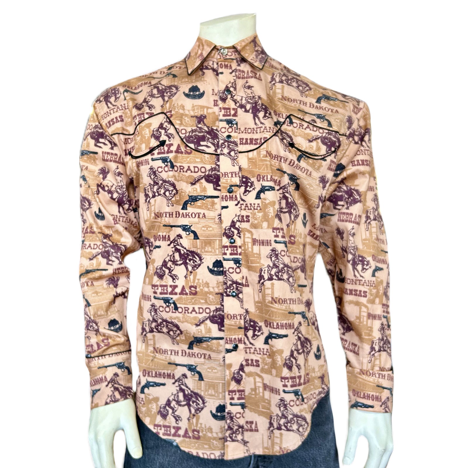 Men's Vintage Brown States Western Shirt