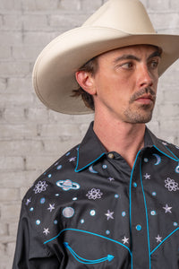 Men's Black Out of This World Embroidered Western Shirt