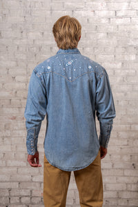 Men's Out of This World Embroidered Denim Western Shirt