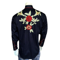 Men's Black Vintage Floral Embroidered Western Shirt - Rockmount