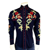 Men's Black Vintage Floral Embroidered Western Shirt - Rockmount