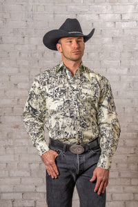 Men's Deadwood Saloon Print Western Shirt