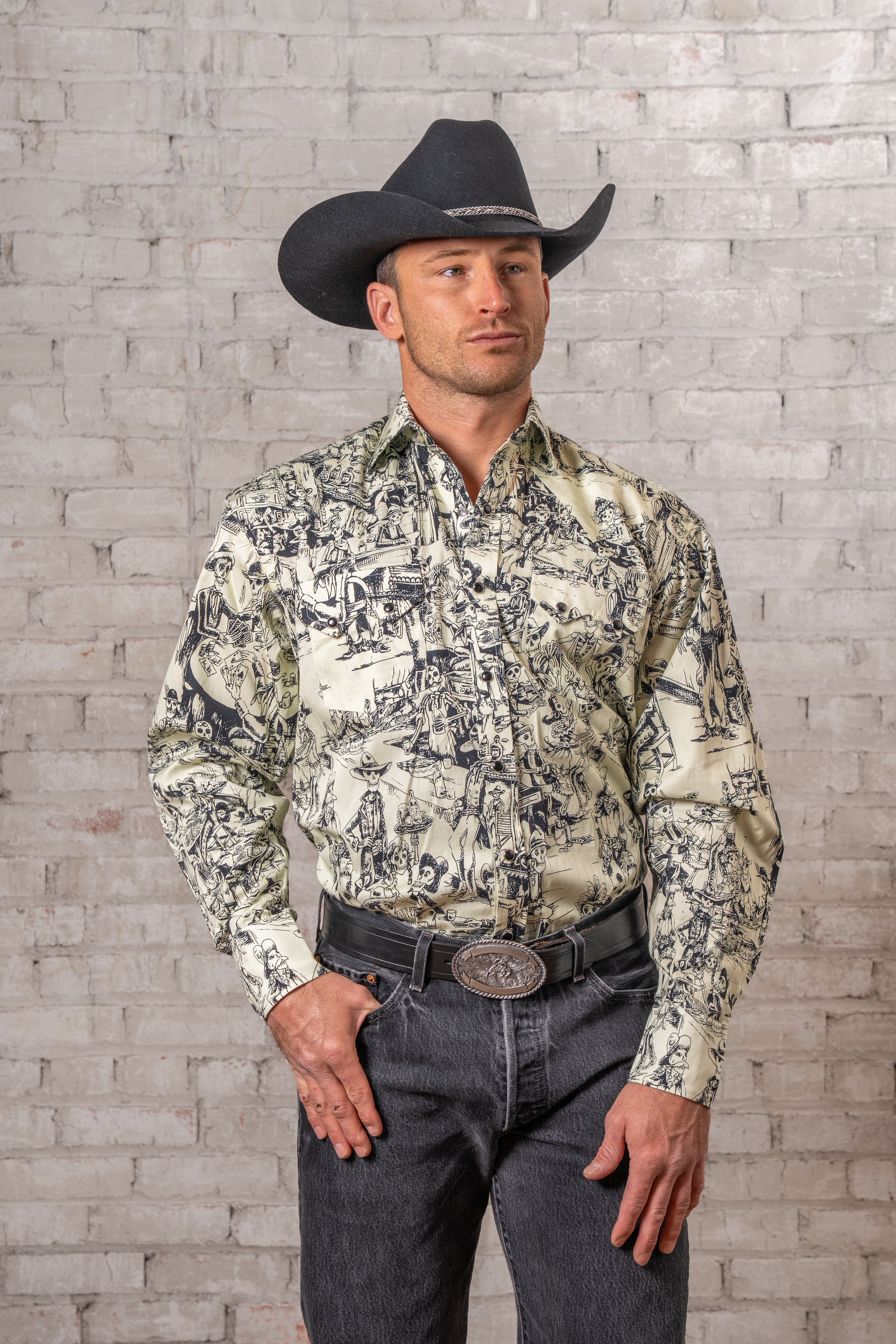 Men's Deadwood Saloon Print Western Shirt