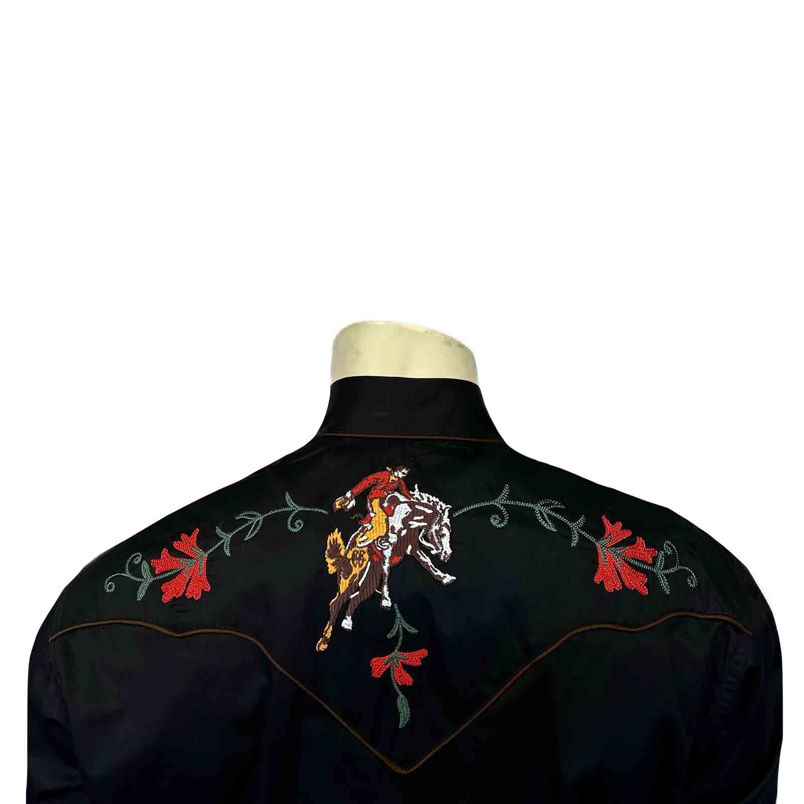 Men's Vintage Black Bronc Embroidered Western Shirt - Rockmount