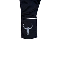 Men's Black Steer Skulls with Feathers Embroidered Western Shirt