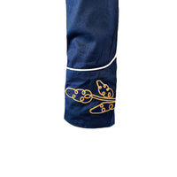 Men's Vintage Navy Floral Embroidered Western Shirt