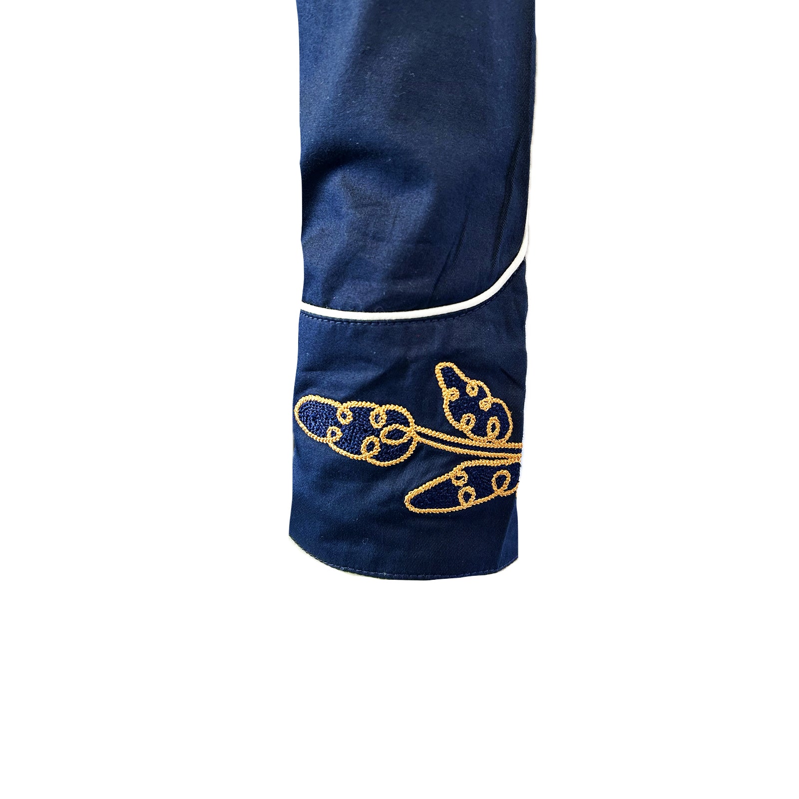 Men's Vintage Navy Floral Embroidered Western Shirt