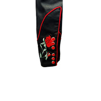 Men's Vintage Black Crochet Rose Floral Embroidered Western Shirt - Rockmount