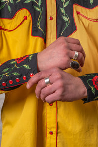 Men's 2-Tone Black & Gold Floral Embroidered Western Shirt
