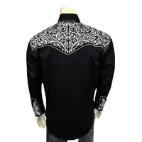 Men's Vintage Black & Silver Tooling Embroidered Western Shirt - Rockmount
