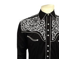 Men's Vintage Black & Silver Tooling Embroidered Western Shirt - Rockmount