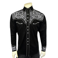 Men's Vintage Black & Silver Tooling Embroidered Western Shirt - Rockmount