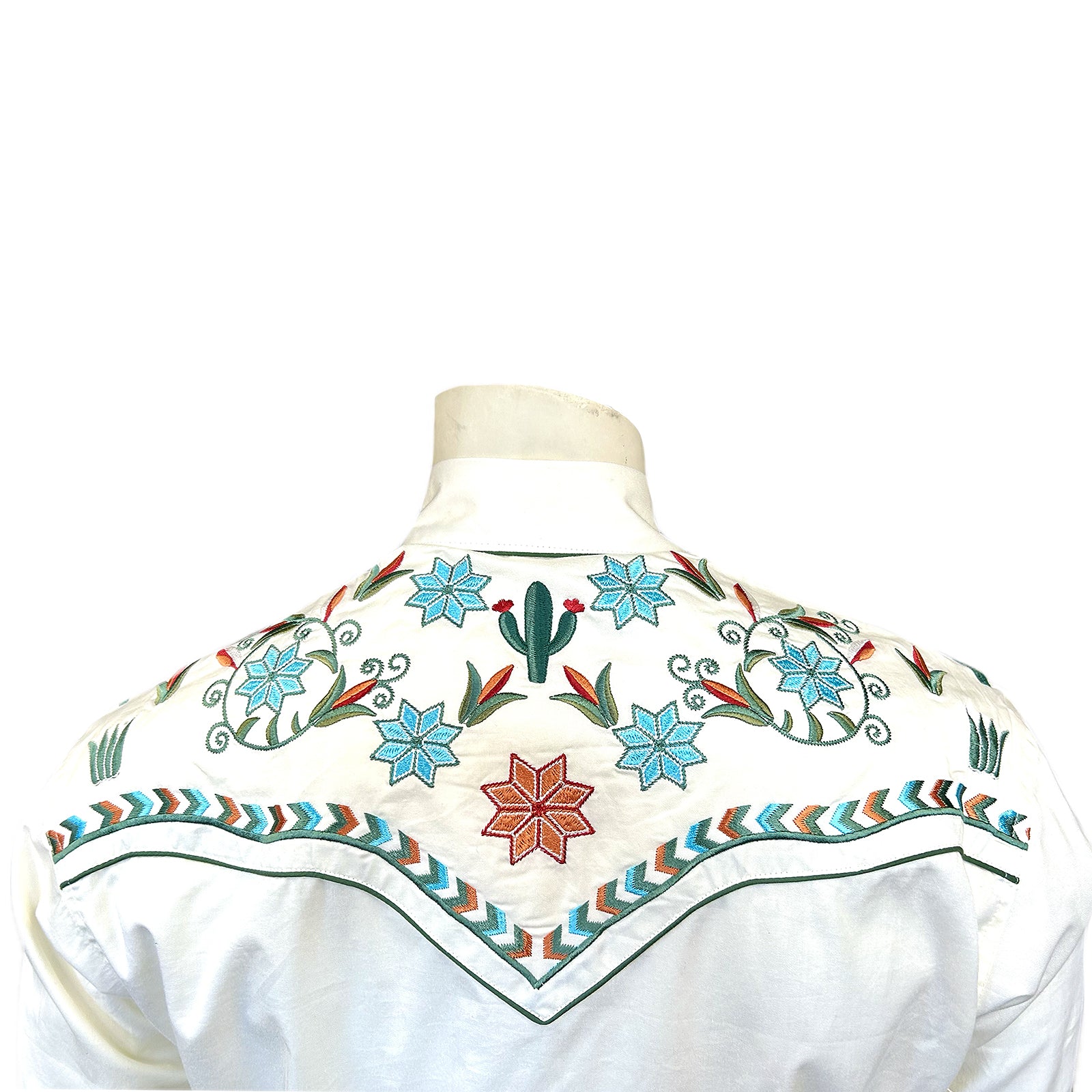 Men’s Ivory Agave Cactus Floral Embroidered Western Shirt - Rockmount