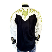 Men's Floral 2-Tone White & Black Embroidered Western Shirt - Rockmount