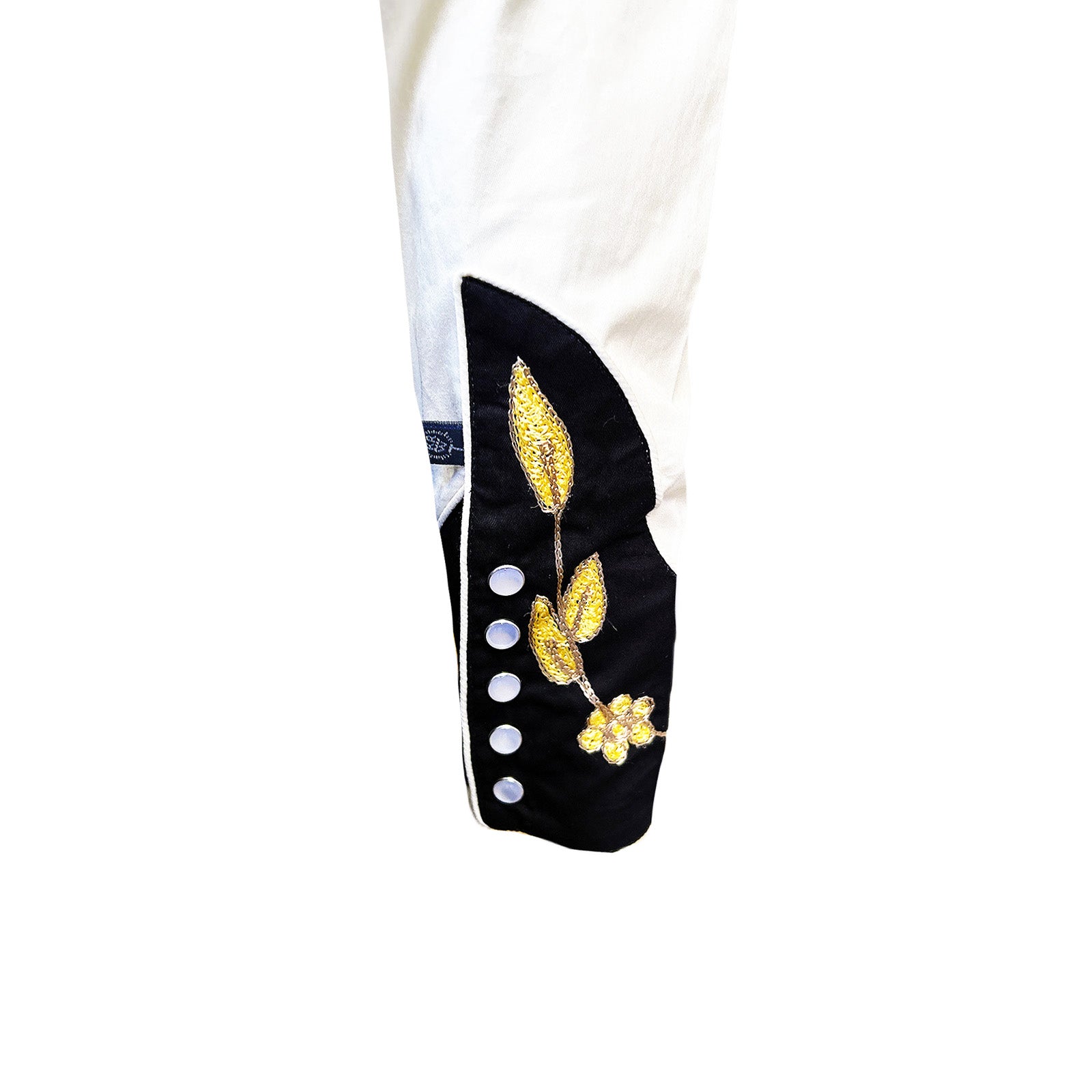 Men's Floral 2-Tone White & Black Embroidered Western Shirt - Rockmount