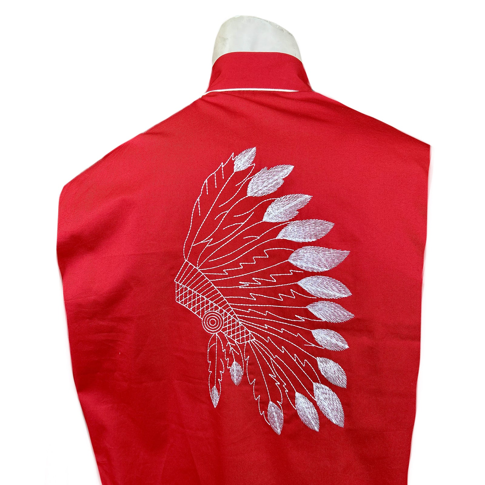 Men's Red Gabardine Warbonnet Embroidered Western Shirt