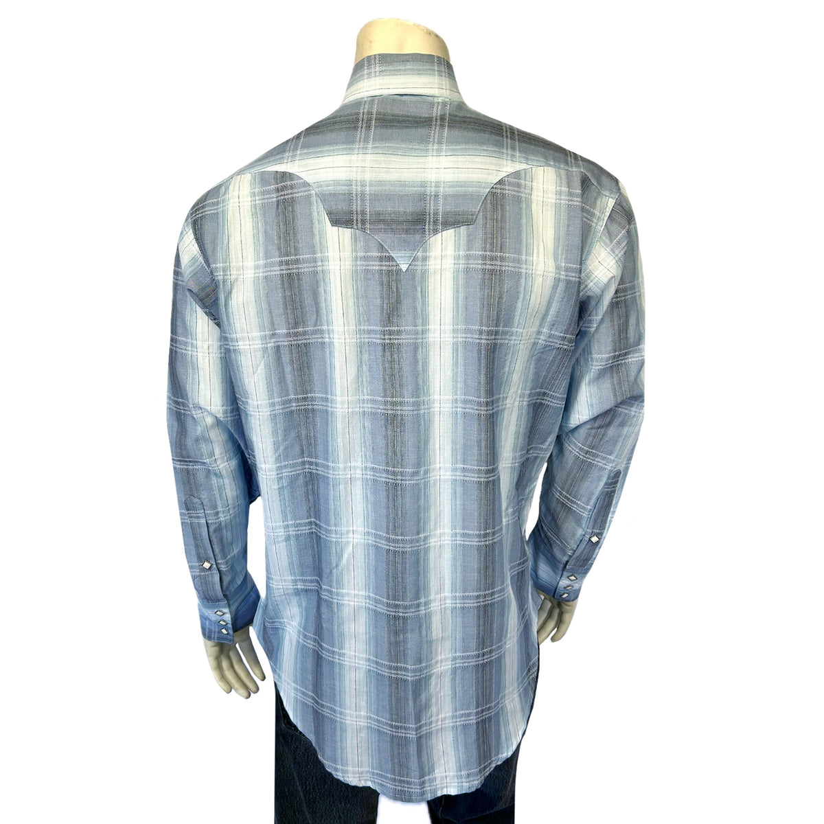 Men's Classic Slate Blue Ombre Stripe Sawtooth Western Shirt - Rockmount
