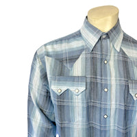 Men's Classic Slate Blue Ombre Stripe Sawtooth Western Shirt - Rockmount