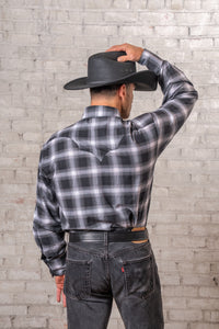 Men's Black & Blue Shadow Plaid Western Shirt