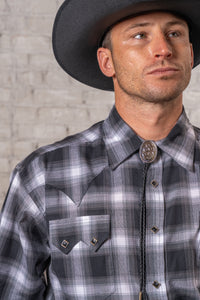 Men's Black & Blue Shadow Plaid Western Shirt