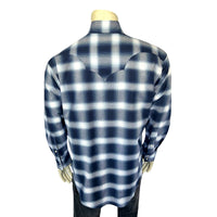 Men's Blue & White Shadow Plaid Western Shirt - Rockmount