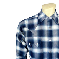 Men's Blue & White Shadow Plaid Western Shirt - Rockmount