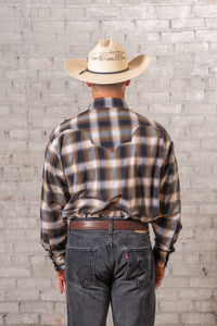 Men's Brown & White Shadow Plaid Western Shirt