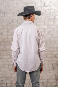 Men's Classic Pima Cotton Solid White Western Shirt with White Snaps