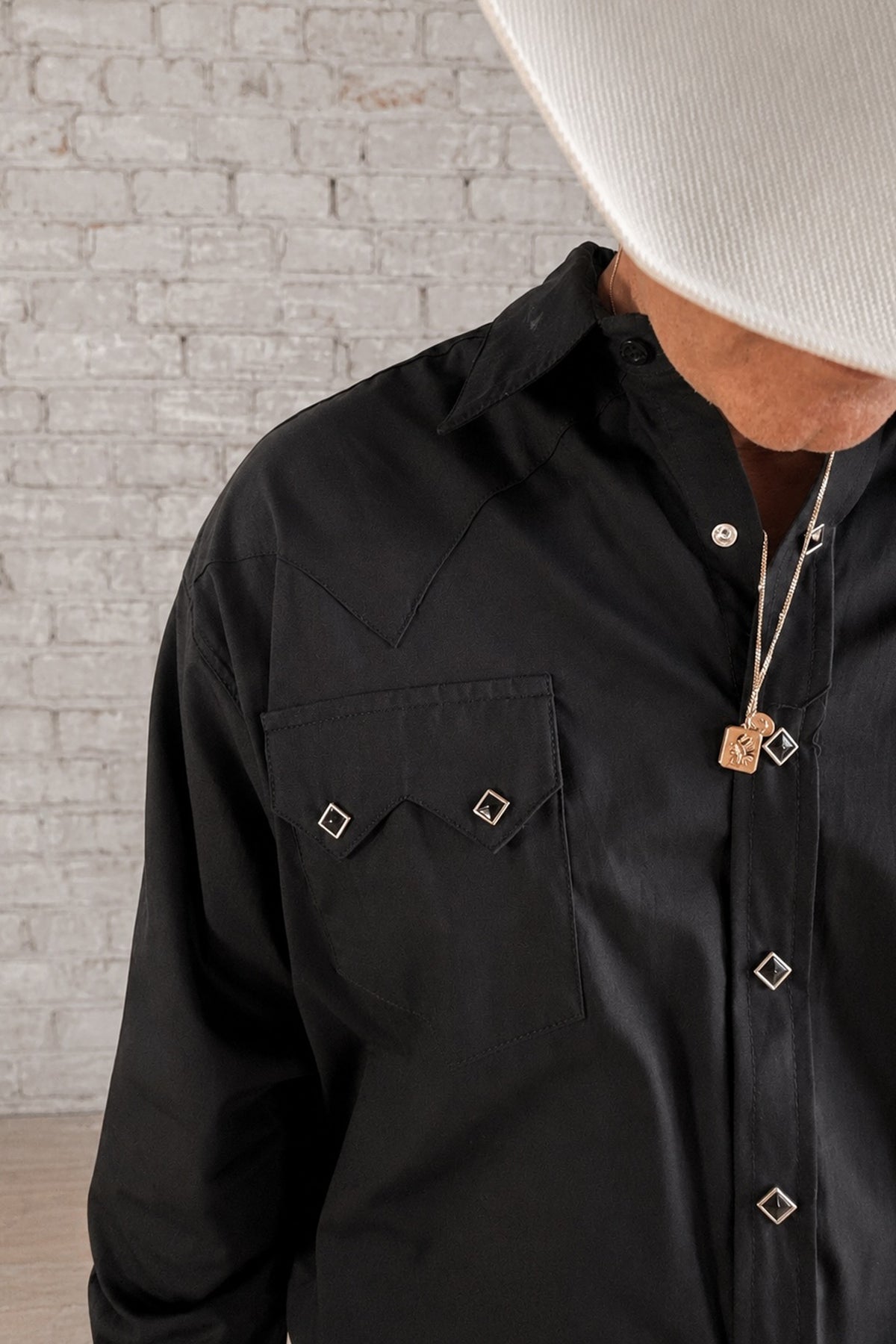 Men's Classic Pima Cotton Solid Black Western Shirt by Rockmount Ranch Wear with diamond snap front