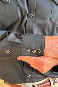 Men's Classic Pima Cotton Solid Black Western Shirt by Rockmount Ranch Wear with diamond snap front