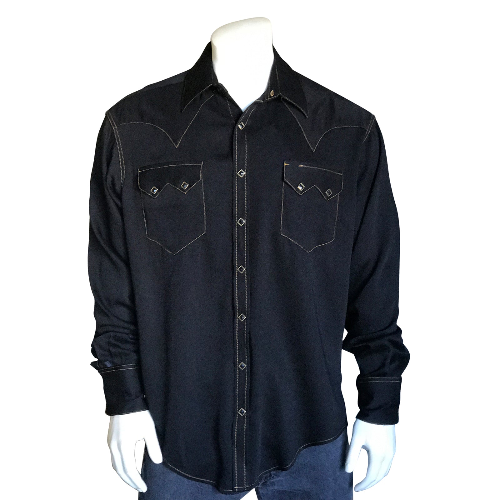 Men's Sueded Tencel Charcoal Black Western Shirt - Rockmount