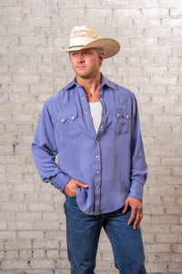 Men's Sueded Tencel Royal Blue Western Shirt