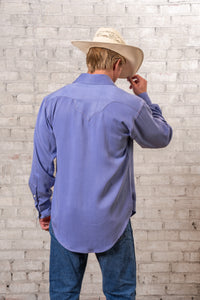 Men's Sueded Tencel Royal Blue Western Shirt