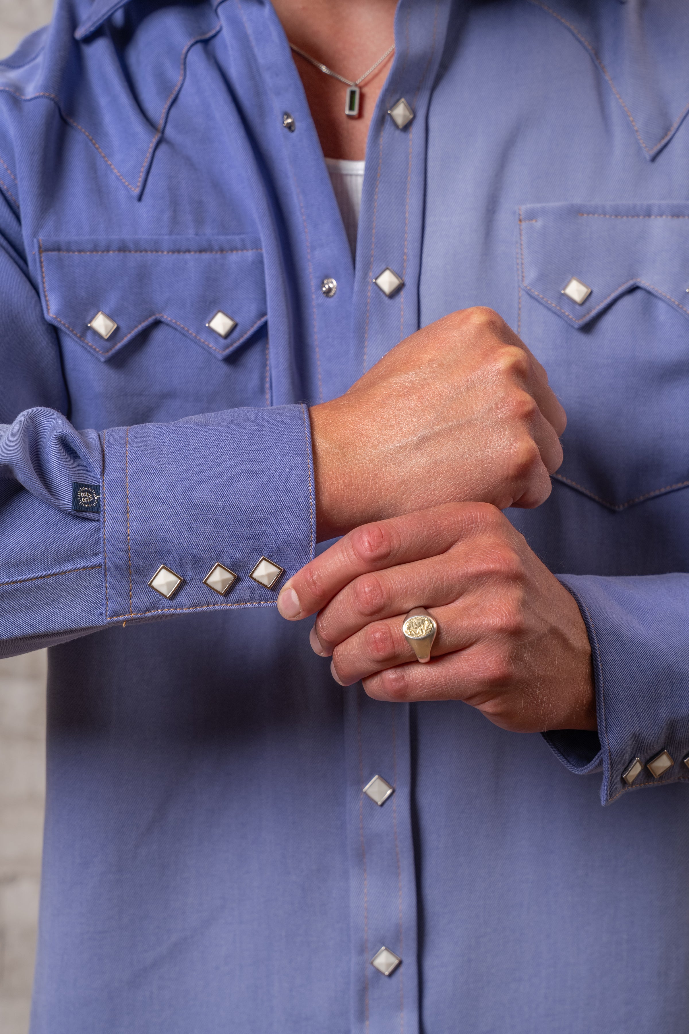 Men's Sueded Tencel Royal Blue Western Shirt