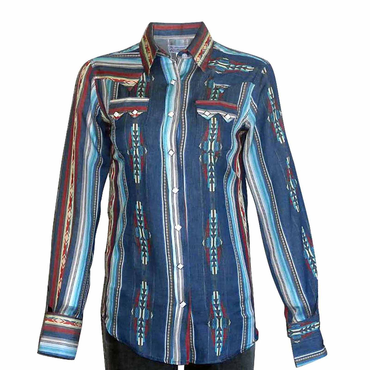 Women's Serape Pattern Western Shirt in Blue - Rockmount