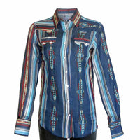 Women's Serape Pattern Western Shirt in Blue - Rockmount