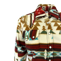 Women's Native Pattern Fleece Western Shirt in Tan & Red - Rockmount